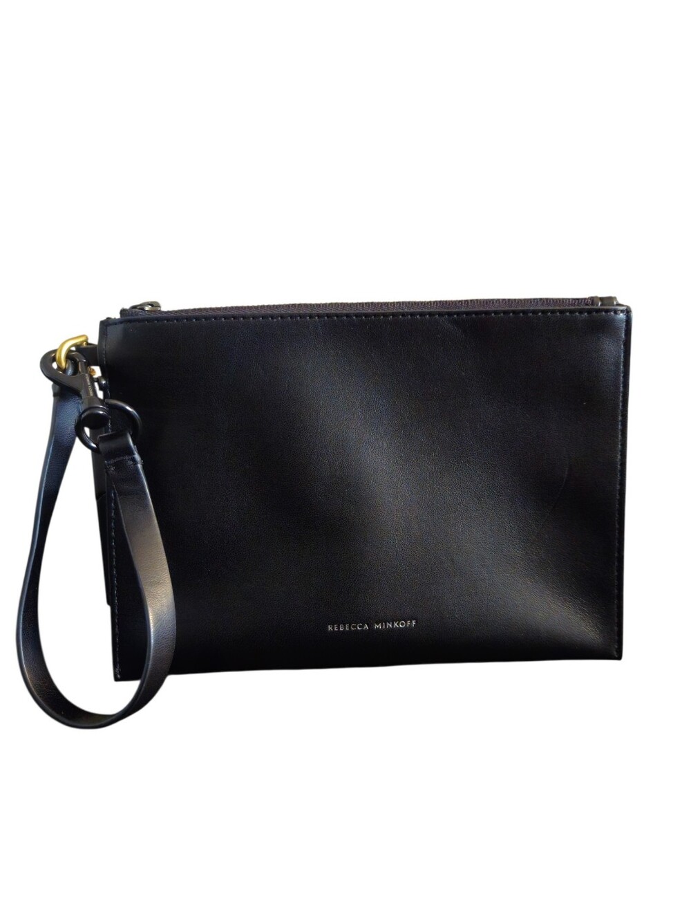 Rebecca Minkoff Black Vegan Leather Zip-top Wristlet
